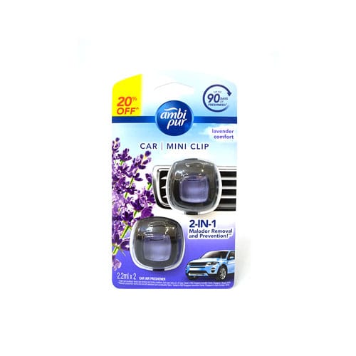 Ambi Pur Car Mini Clip Lavender Comfort Air Freshener 2.2ml Duo Pack