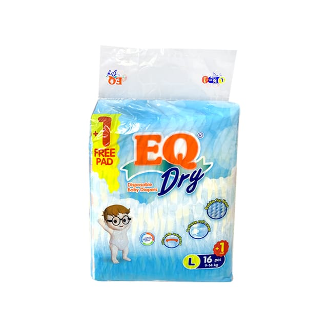EQ Dry Baby Diaper Travel Pack Large 16s