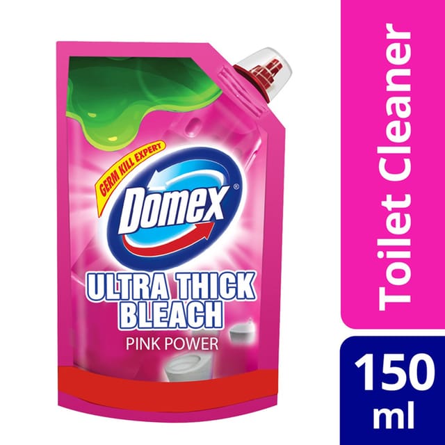 Domex Ultra Thick Bleach Toilet Cleaner Pink Power 150ml Pouch