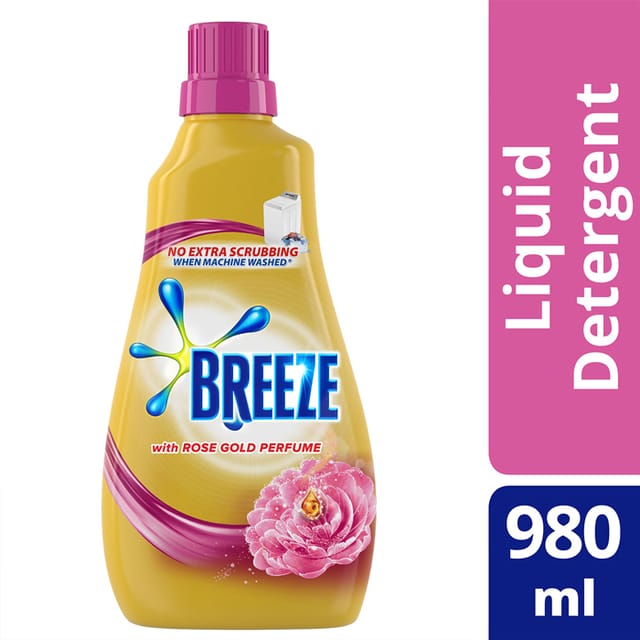 Breeze Liquid Detergent with Rose Gold Perfume 980ml Bottle
