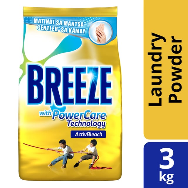 Breeze Powder Detergent ActivBleach with PowerCare Technology 3kg Pouch