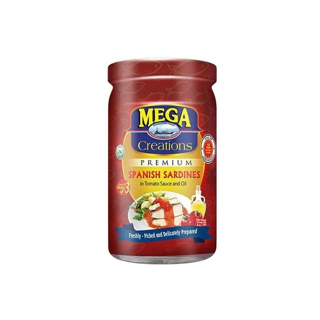 Mega Premium Sardines in Tomato Sauce and Oil Bottled 225g