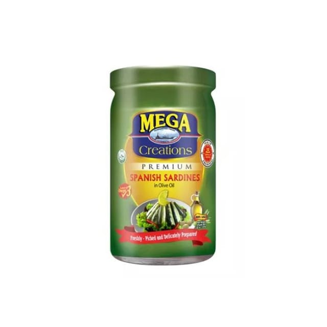 Mega Premium Sardines in Olive Oil Bottled 225g