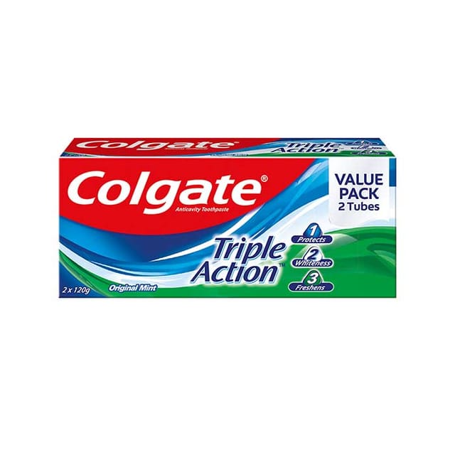 Colgate Triple Action Anti-Cavity Toothpaste Twin Pack 120g
