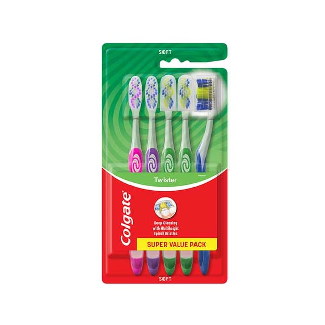 Colgate Twister Fresh Soft Toothbrush with Cap -  Buy 3, Get 2 Free