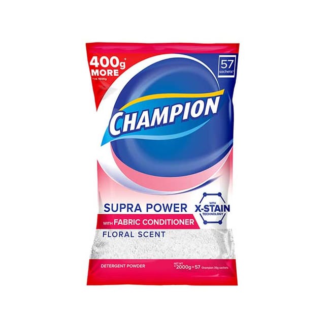 Champion Detergent Powder Supra with Fabcon 2kg