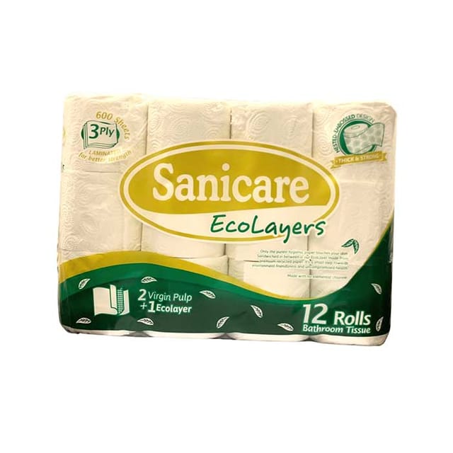 Sanicare Bathroom Tissue 3ply 600sheets 12rolls