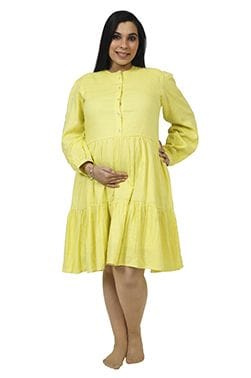 Chicmomz Calf Length Dress in Lime