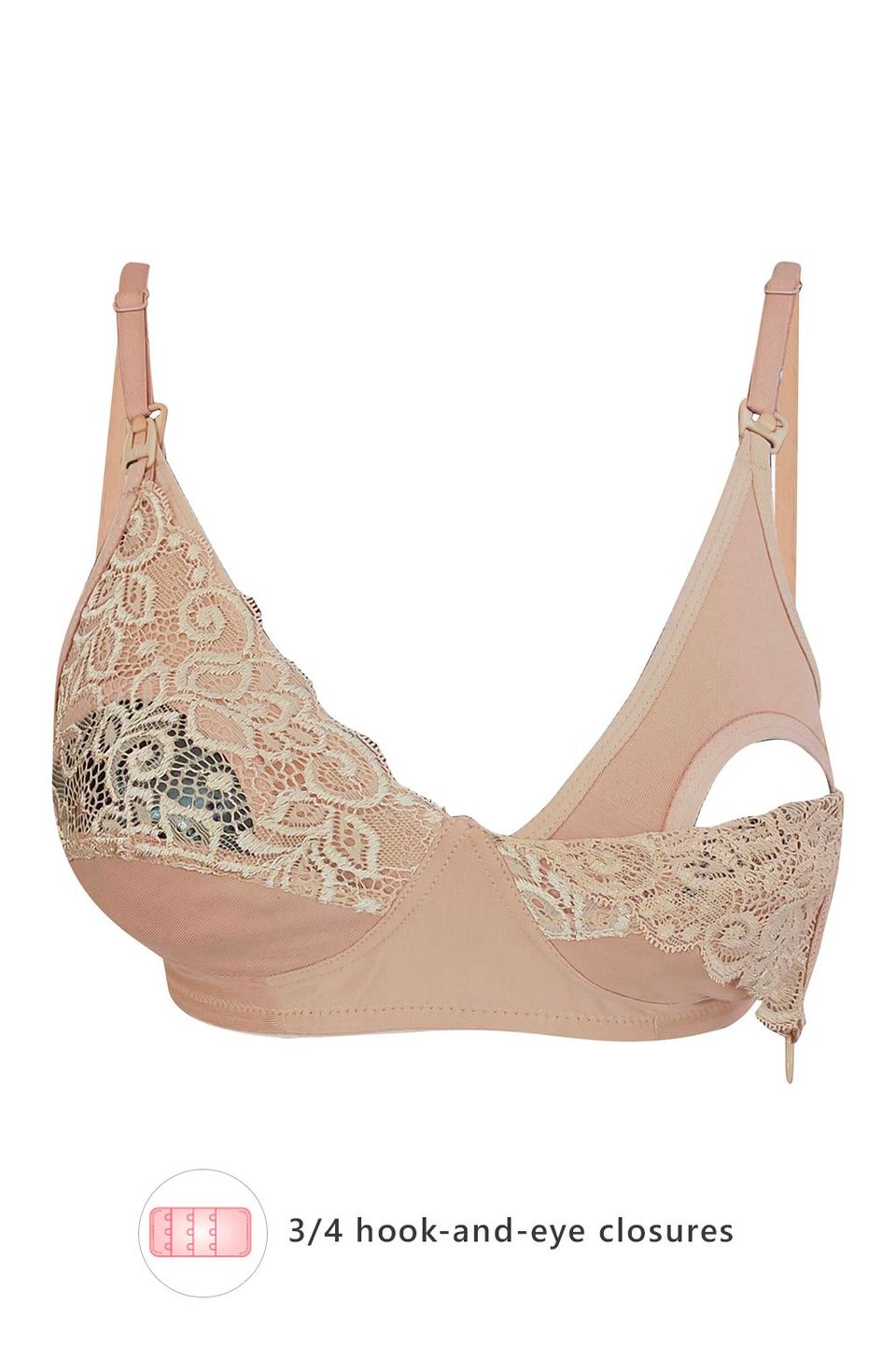 Clovia Non-Padded Non-Wired Full Cup Feeding Bra in Beige - Cotton & Lace