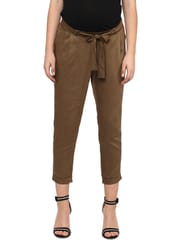 Momsoon Maternity  Solid Khaki Green Pant