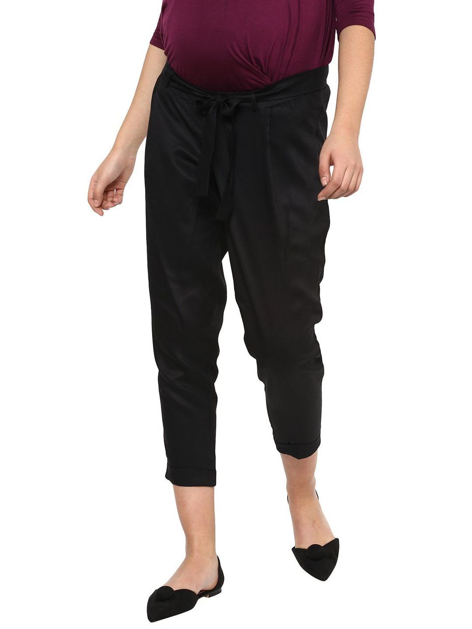 Momsoon Maternity  Solid Black Pant