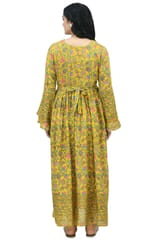 Mometernity Mustard Floral Maternity & Nursing Maxi Kurta Dress