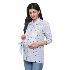 Mometernity Striped Heart Print Maternity & Nursing Shirt
