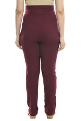 Mometernity Wine Berry Over Belly Maternity Straight Fit Pants with Pockets