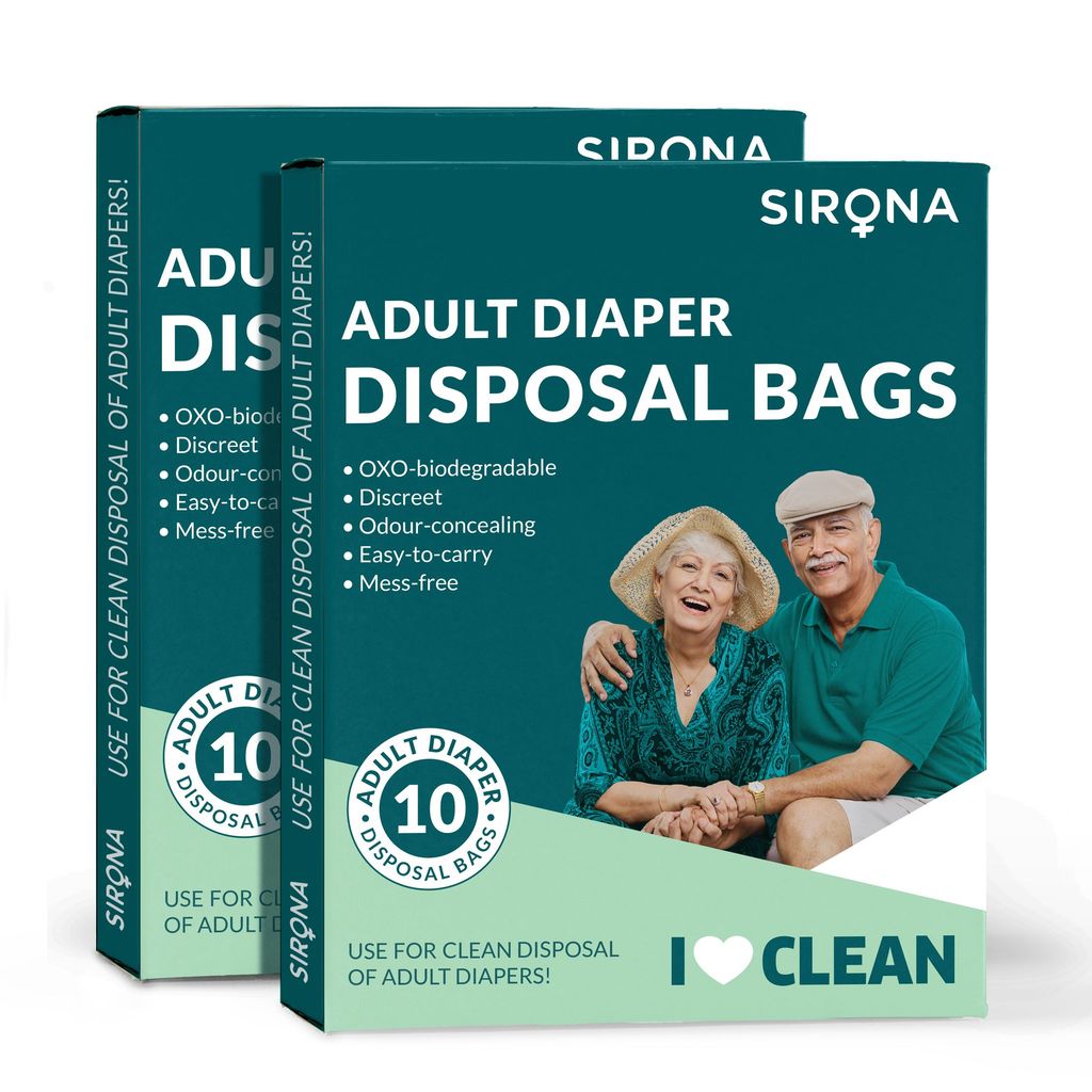 Sirona Premium Adult Diaper Disposal Bags  -  20 Bags (2 Pack  -  10 Bags Each)