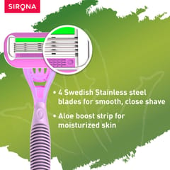 Sirona Reusable Hair Removal Razor for Women with Aloe Boost, Shaving Razor  -  Pack of 1