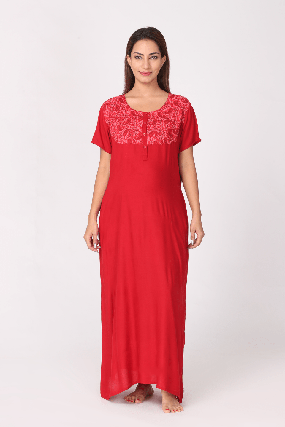 Morph Maternity Red Paisely Panel Feeding Gown