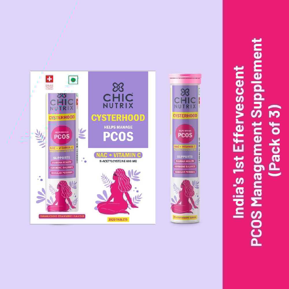 Cysterhood - 600mg N-Acetylcysteine (NAC) & Vitamin C - Helps Manage PCOS - Pack of 3