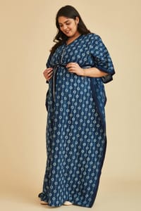 The Mama Project Grace Maternity& Nursing Indigo Self-Tie Kaftan