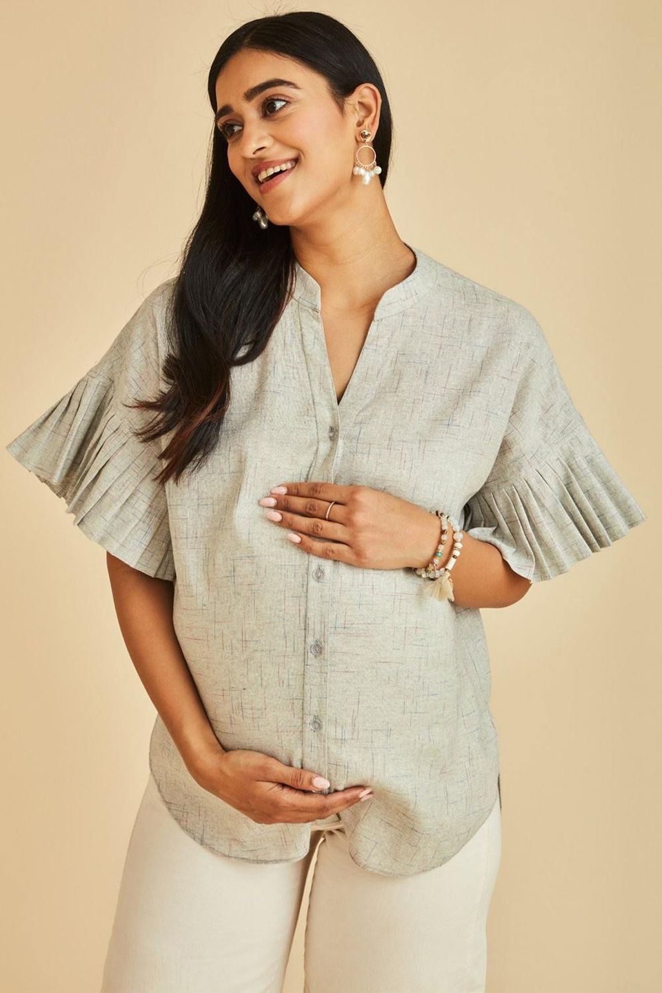 The Mama Project Naira Nursing & Maternity Ruffle Over Sized Shirt