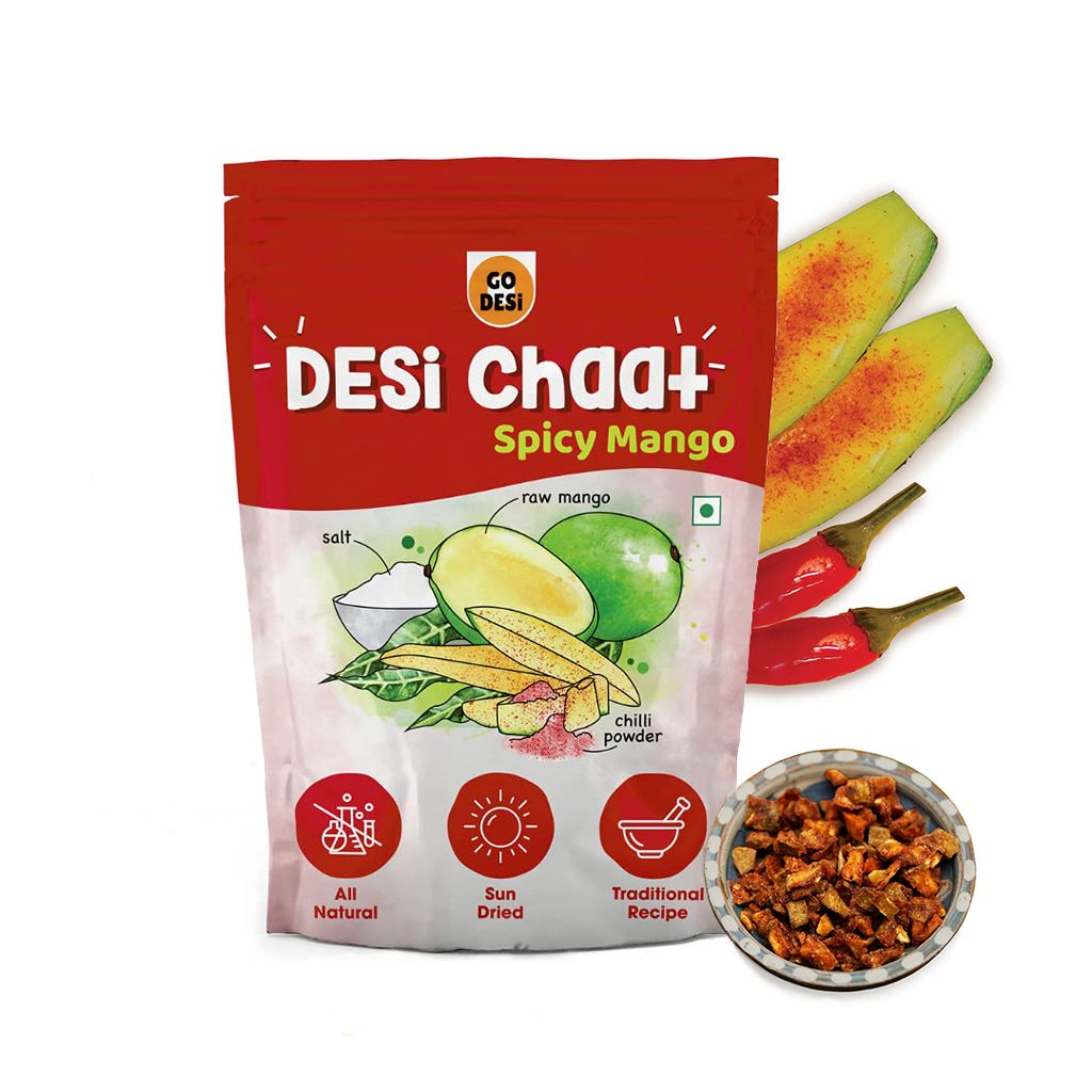 GO DESi Spicy Mango, Desi chaat, Fruit Snack, Mango Candy, Chatpata Mango, 180 gm, Pack of 1
