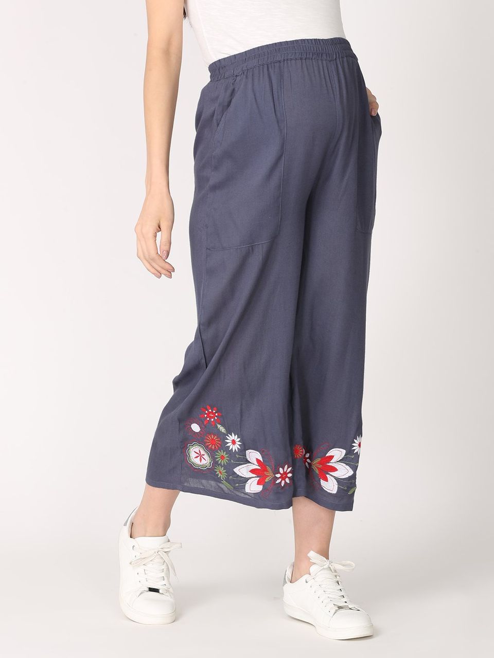 The Mom Store Grey Garden Embroided Maternity Culottes Pants