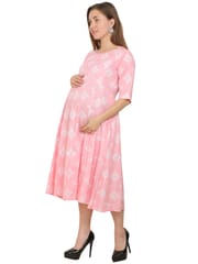 Moms Ever Maternity and Feeding Pre and Post Pregnancy Rayon Kurti - Pink