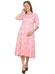 Moms Ever Maternity and Feeding Pre and Post Pregnancy Rayon Kurti - Pink
