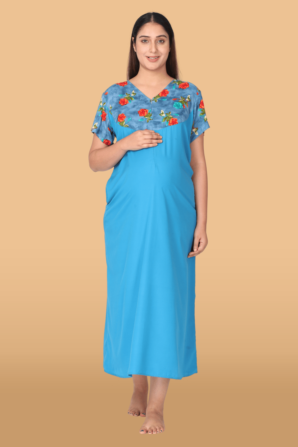 Morph Maternity Plain Night Gown with Vertical Nursing