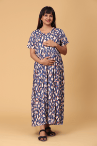 Morph Maternity Navy Blue Floral Feeding Maxi Dress