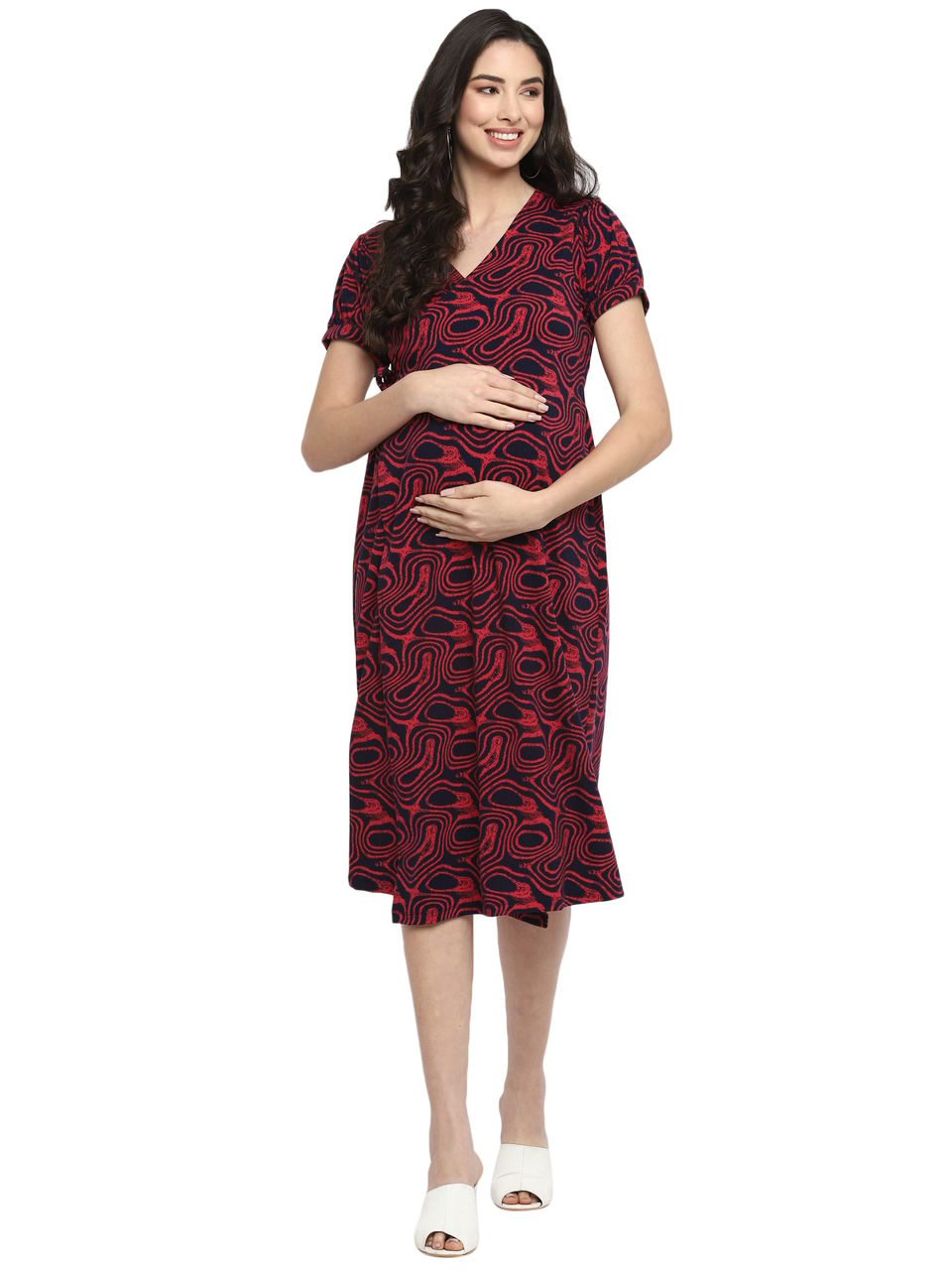Momsoon Maternity Black and Red Wrap Dress