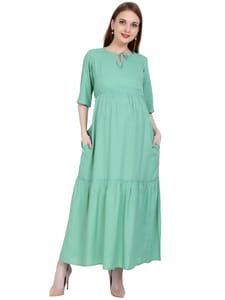 Maternity and Feeding Kurti/Dress | Rayon Pastel Green Color | With Cotton Lining