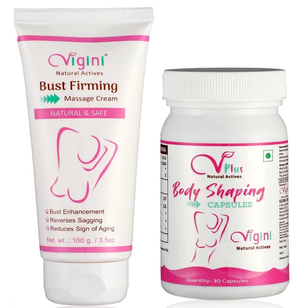 Vigini 100% Natural Actives Bust Body Breast Bigger Enlargement Enhancement Tightening Oil Cream For Women Girls Female Increase Enhancer Development Boobs Size Growth Firming Look Full 36 Use with Herbal Ayurveda Capsule Spray Medicine Tablets -100gm