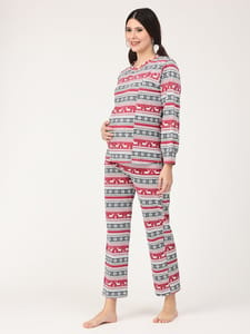 The Mom Store Rudolph Maternity and Nursing Sweatshirt Pajama Set