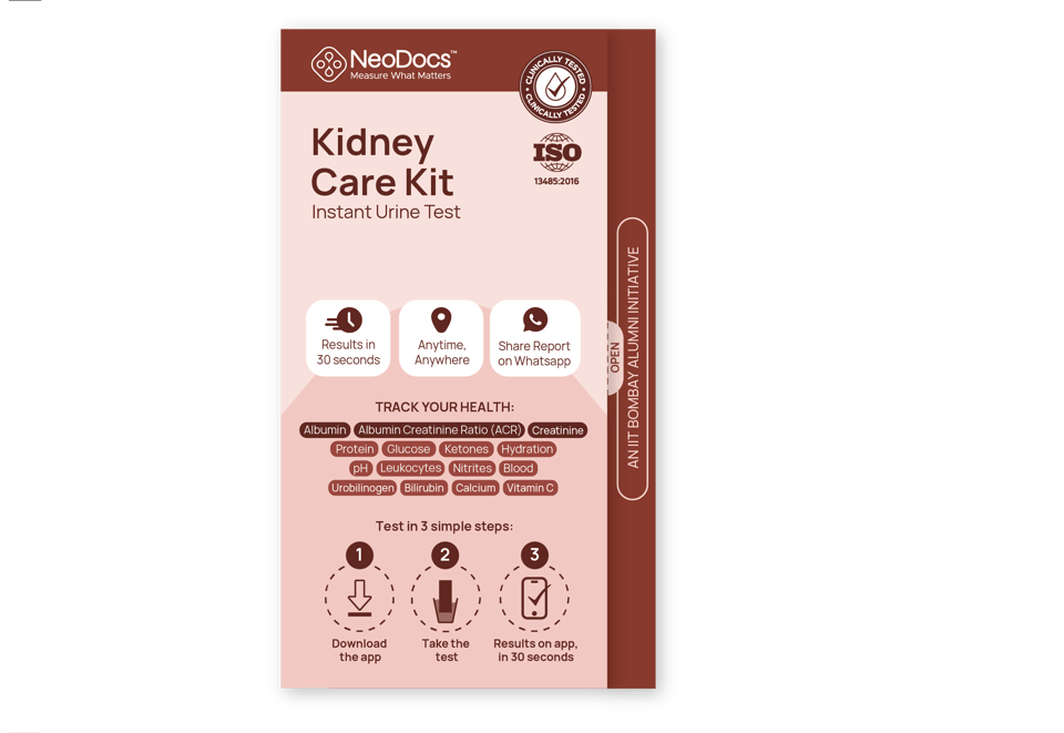 NeoDocs Kidney Care kit  | Instant Urine Test | Track 15 Parameters | Albumin, ACR, Creatinine, Protein, + Other Essential Parameters