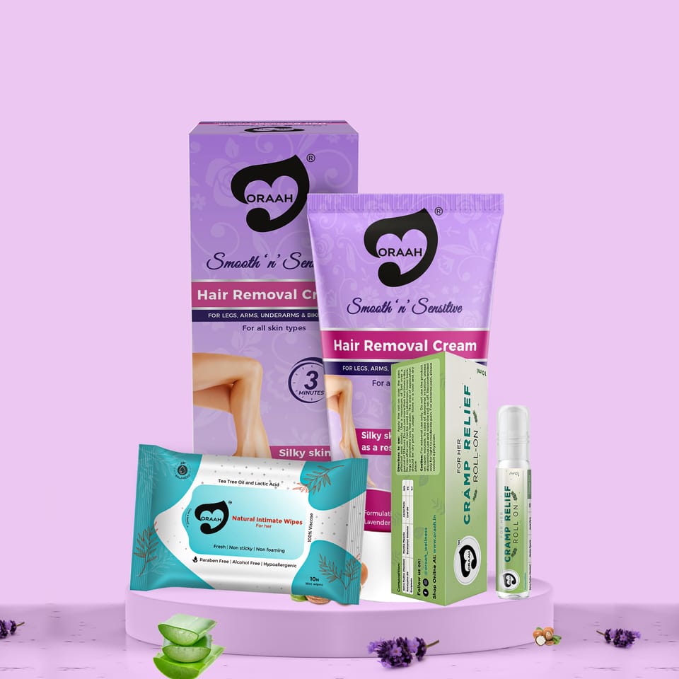Personal Care combo (Hair removal Cream + Intimate wipes + Roll-on