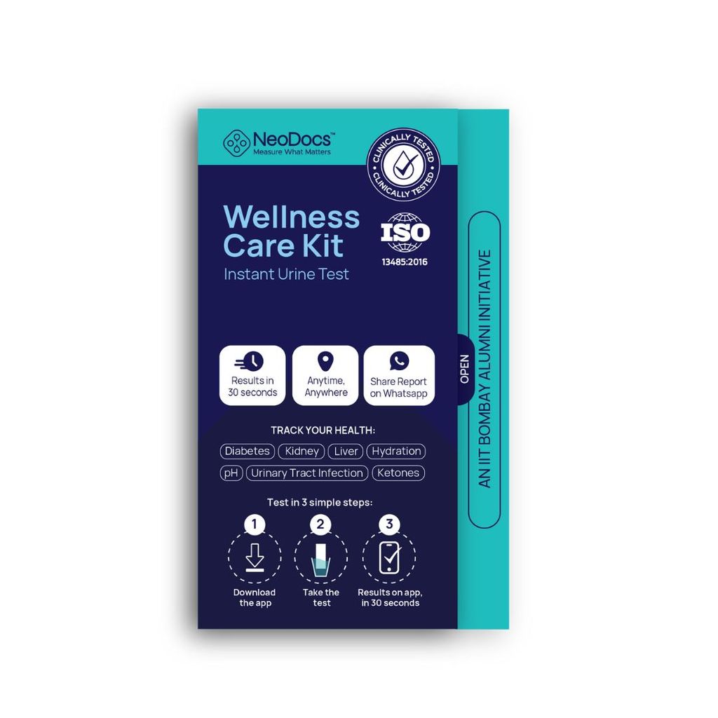 NeoDocs Wellness Care Kit | Instant Urine Test Kits | Track 10 Parameters | Sugar (Glucose), Protein, Liver, Kidney, UTI, Ketones, pH, Hydration, Leukocytes (WBC), Blood, Nitrites, Bilirubin, Urobilinogen