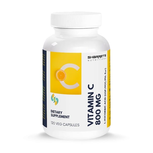 Sharrets Vitamin C 120 Vegan Capsules - L Ascorbic Acid USP/FCC/Ph Eur