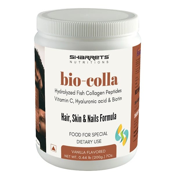 Sharrets Biocolla - Hydrolyzed Fish Collagen Peptides, 200g Vanilla Flavor
