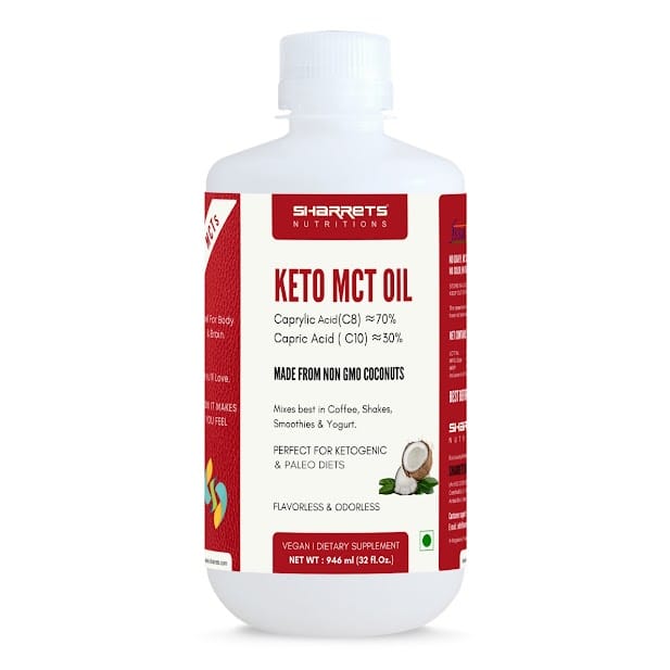 Sharrets Keto MCT Oil 946ml - Vegan Coconut MCT Oil, Gluten Free