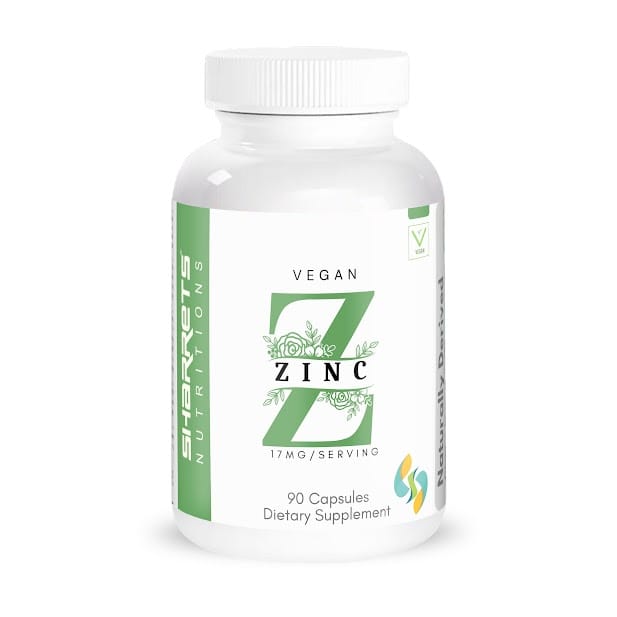 Sharrets Plant Based Natural ZINC Supplement, 90 Vegan Capsules, Gluten Free
