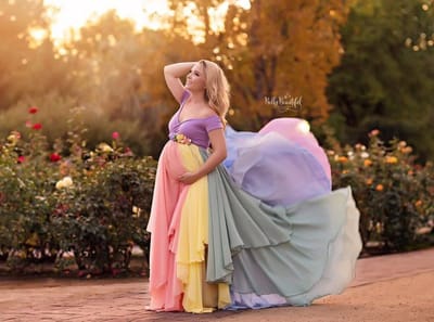 Georgette Rainbow Maternity Dress