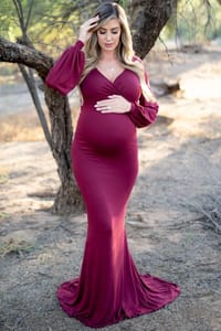 BEAUTIFUL MATERNITY FLOOR LENGTH GOWN WITH FULL SLEEVES