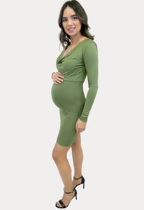 Cowl Maternity Dress with Long Sleeves