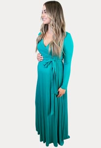 Sweetheart Tie Front Maternity Maxi in Peacock