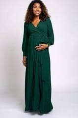 Maternity Fashion Solid Color V-Neck Chiffon Dress