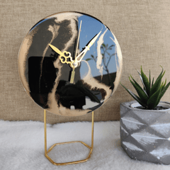 Resin Table Clock With Metal Stand