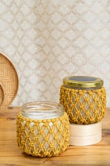 Criss Cross Wide Hand-Knotted Candle Jar