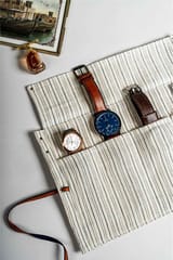 The Watch Organiser - Khadi Roll over for Travel and Storage