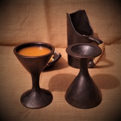 Longpi Black Pottery Wine Glass - Sherry